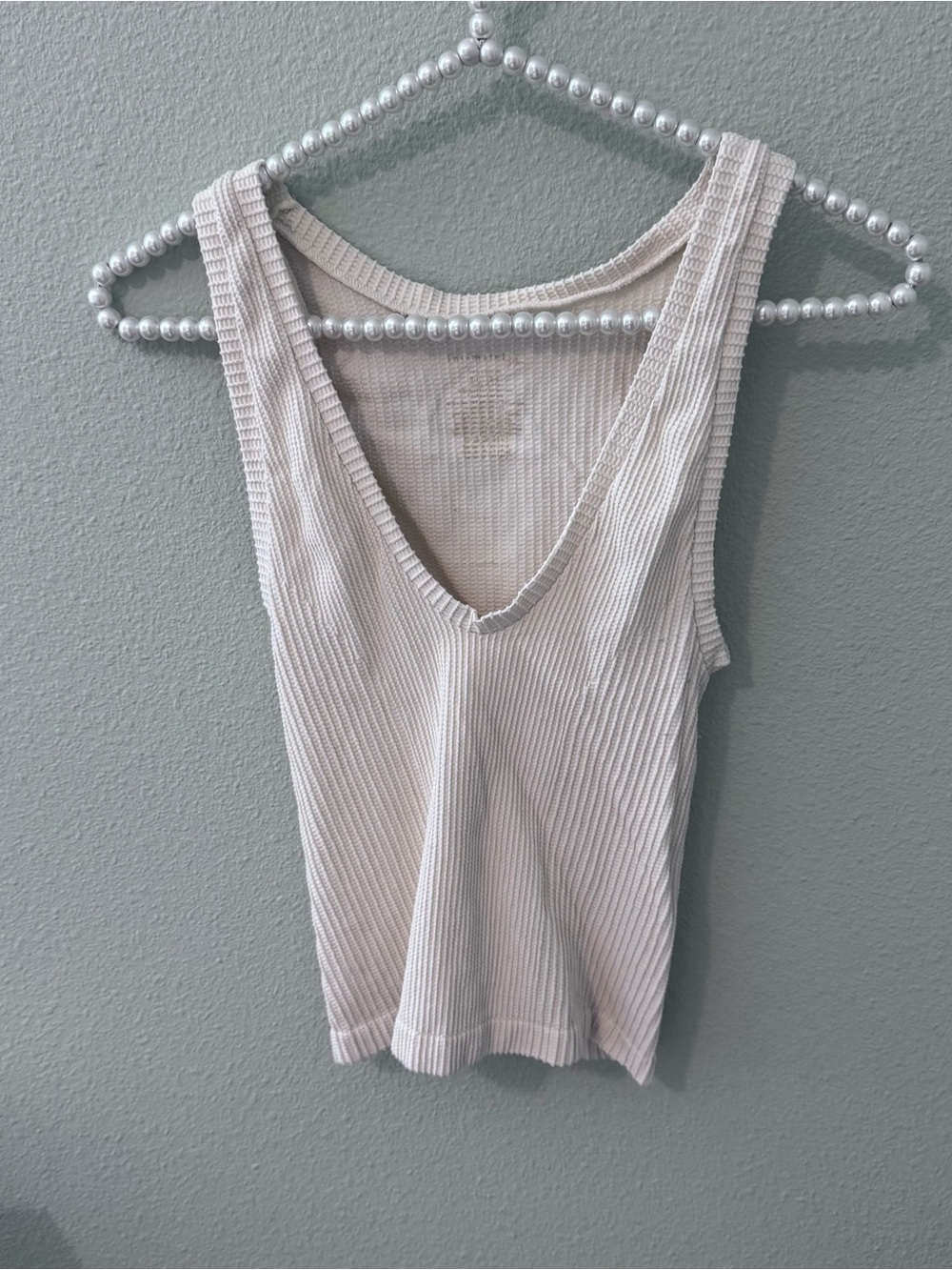 Free People Ribbed V-Neck Tank Top - Cream